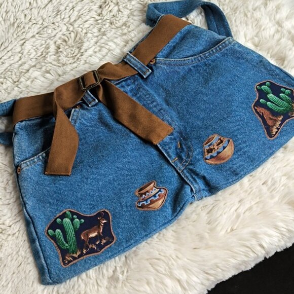 Rare Levi's Orange Tab Quirky Upcyled Cowgirl Country Western Shoulder Denim Bag - Picture 4 of 10